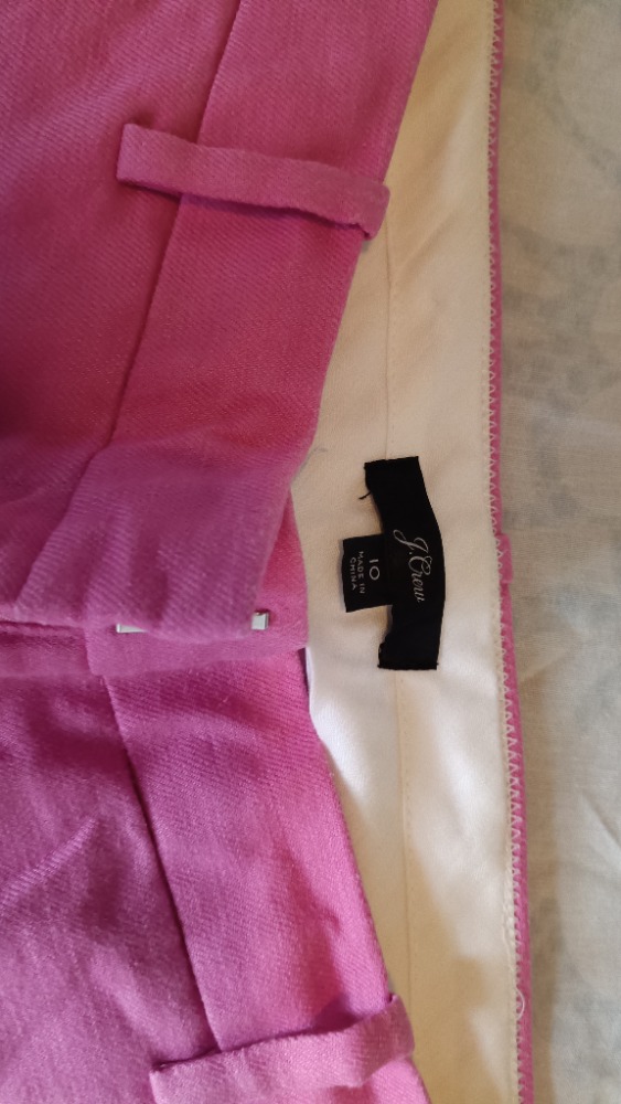bold pink straight leg trousers by J Crew