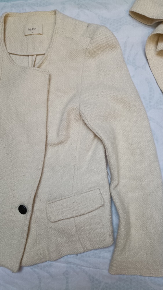 White cropped double breasted jacket by Bash