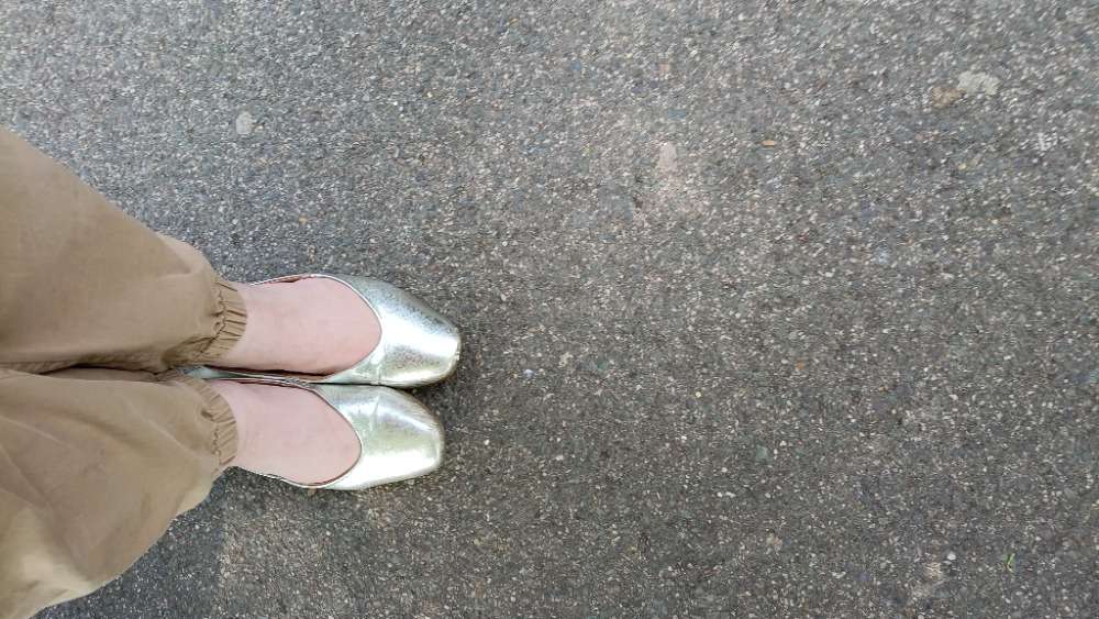 Silver ballet flats and healthy benefit of walking