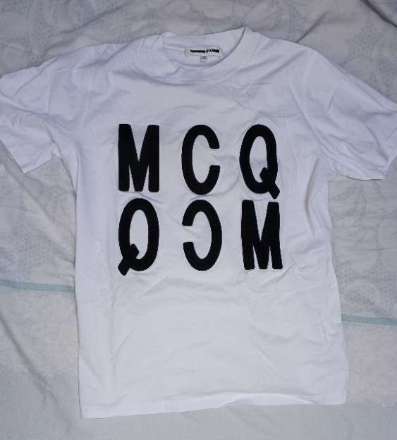 White slim fit t-shirt by McQueen with black letters