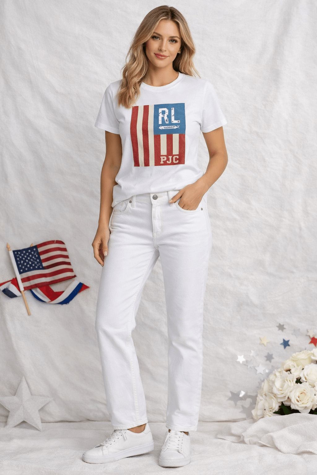 White staples not just for US holiday weekend and summer with Hudson white jeans and Polo Jeans tshirt
