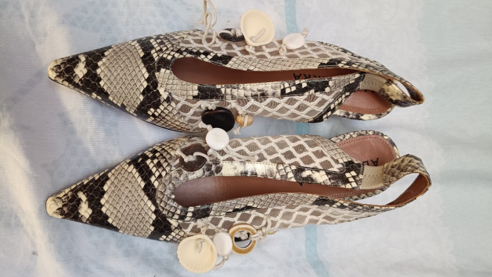 Snake print slingback pumps with kitten heels by Altuzarra