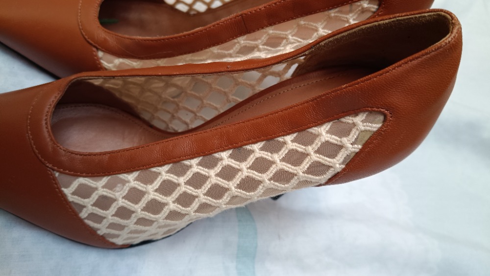 Brown heels with mesh details by Altuzarra