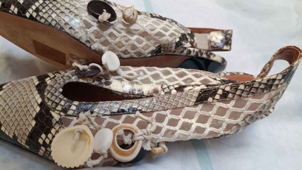 Snake print slingback pumps with kitten heels by Altuzarra