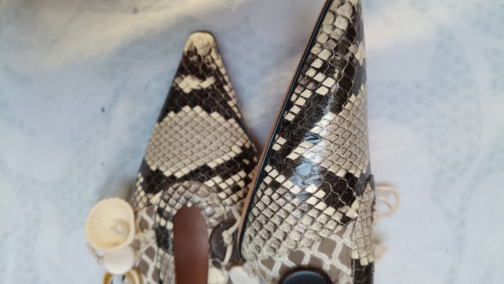 Snake print slingback pumps with kitten heels by Altuzarra