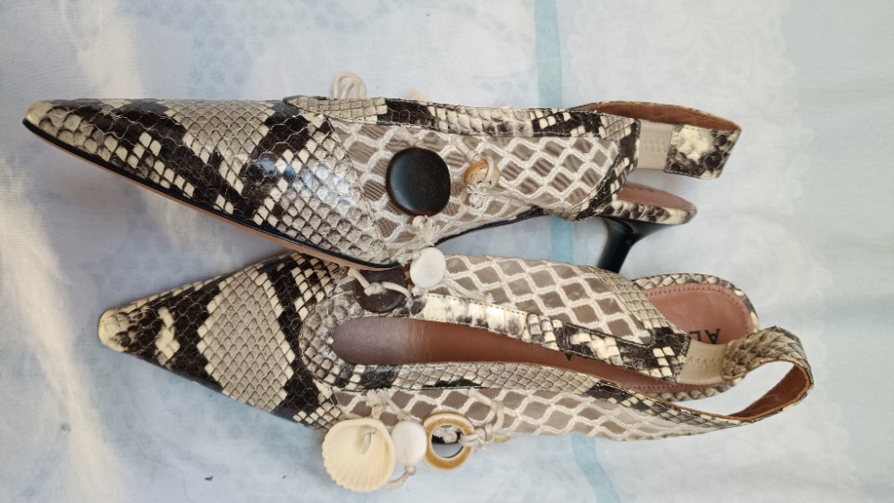 Snake print slingback pumps with kitten heels by Altuzarra