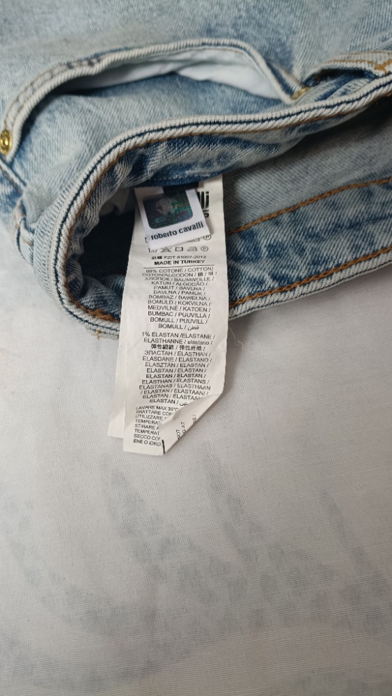 Grey wash stoned wide leg jeans by Cavalli