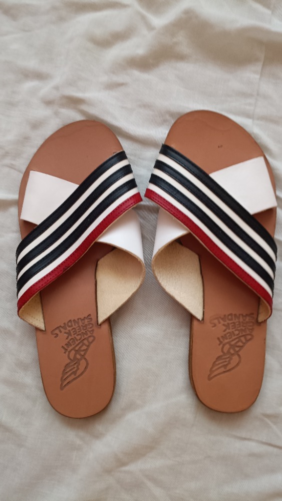 White flat sandals by Ancient Greek Sandals