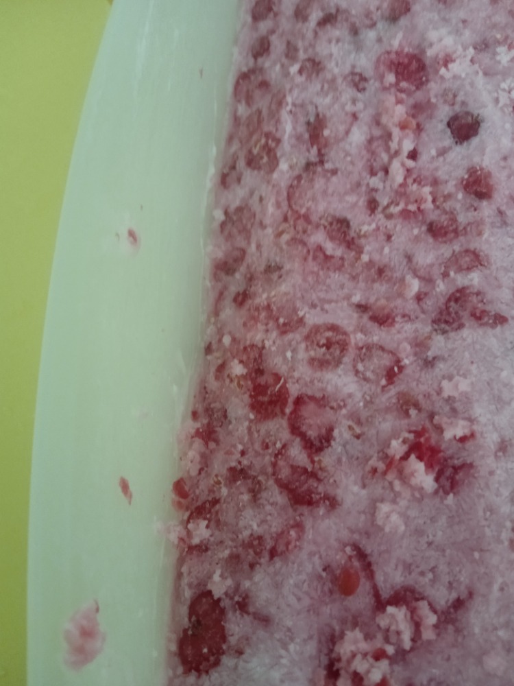 Home made black current coconut ice cream