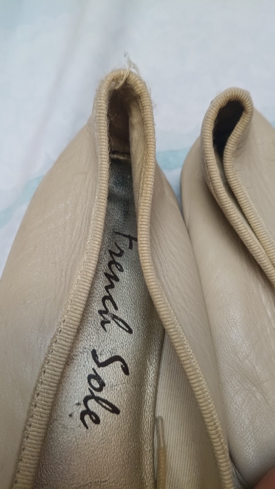 Black cap toe taupe Chanel like ballet flats by French Sole