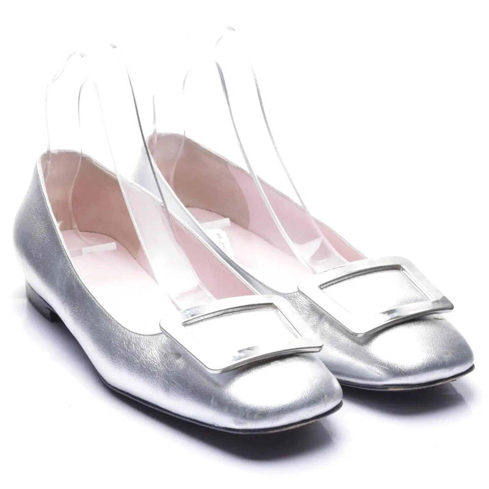 Celine metallic silver flat shoes