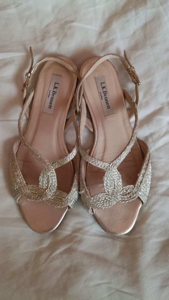 Golden rope flat sandals by L K Bennet