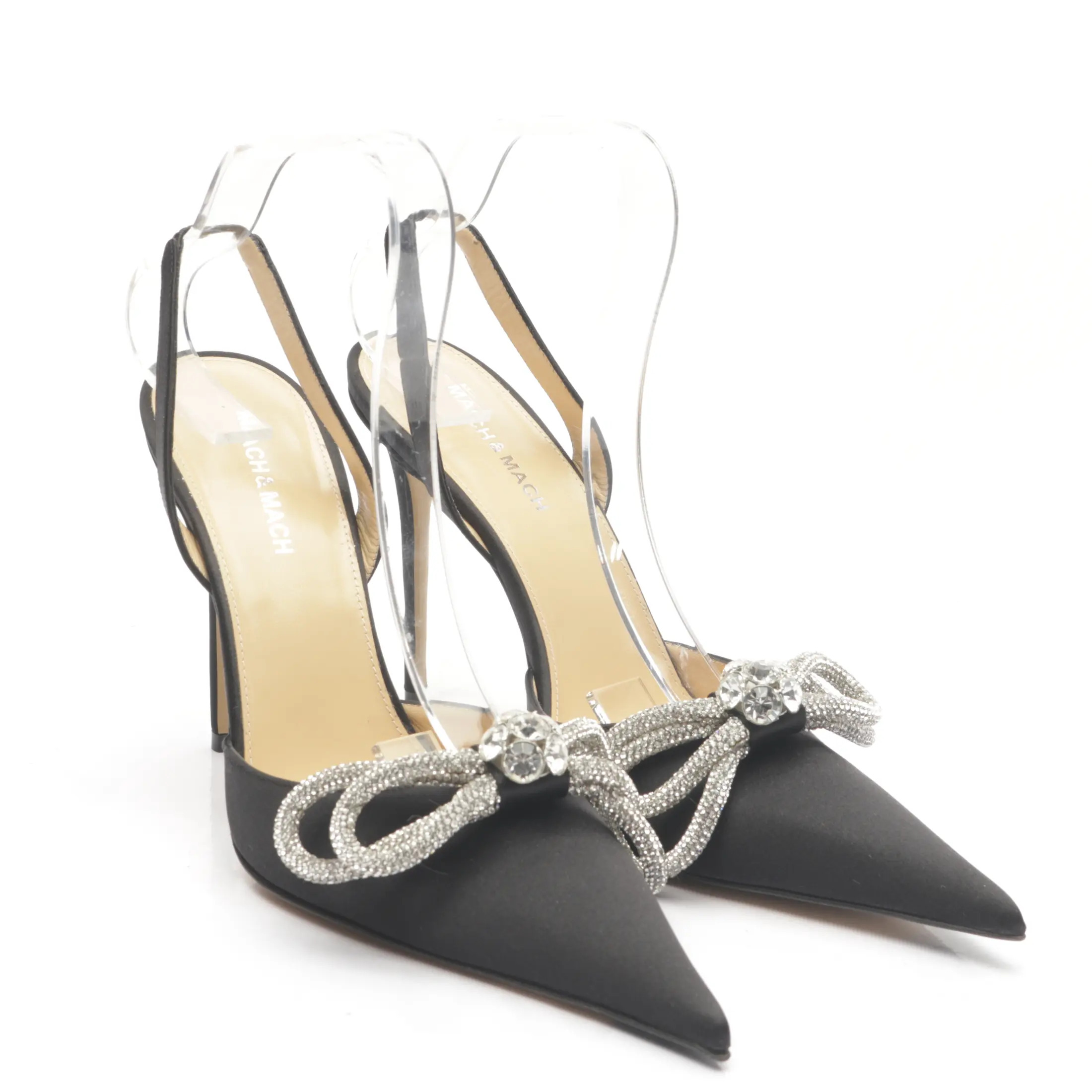 Mach and Mach satin black slingback pumps
