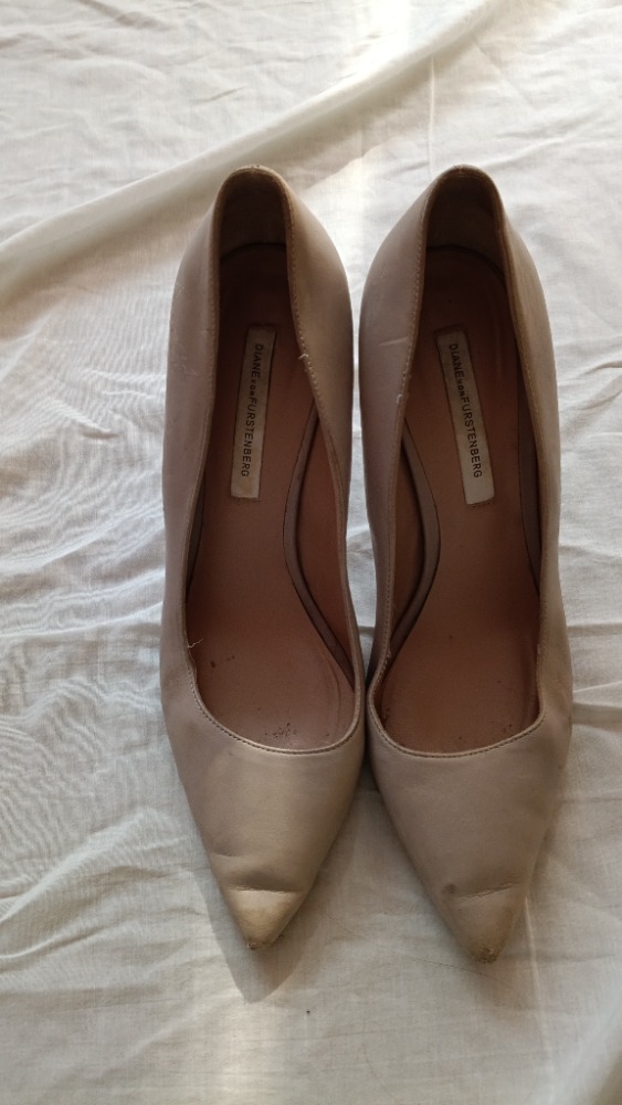 Beige heeled pumps by Diane von Furstenberg