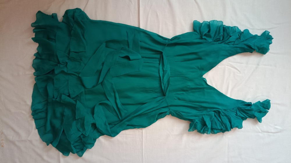Green dress with ruffles by Rebecca Taylor