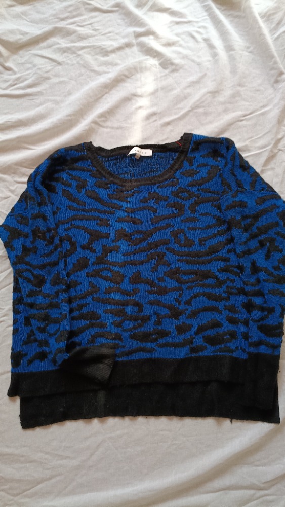 Blue jumper with animal print and black spots by Sandro