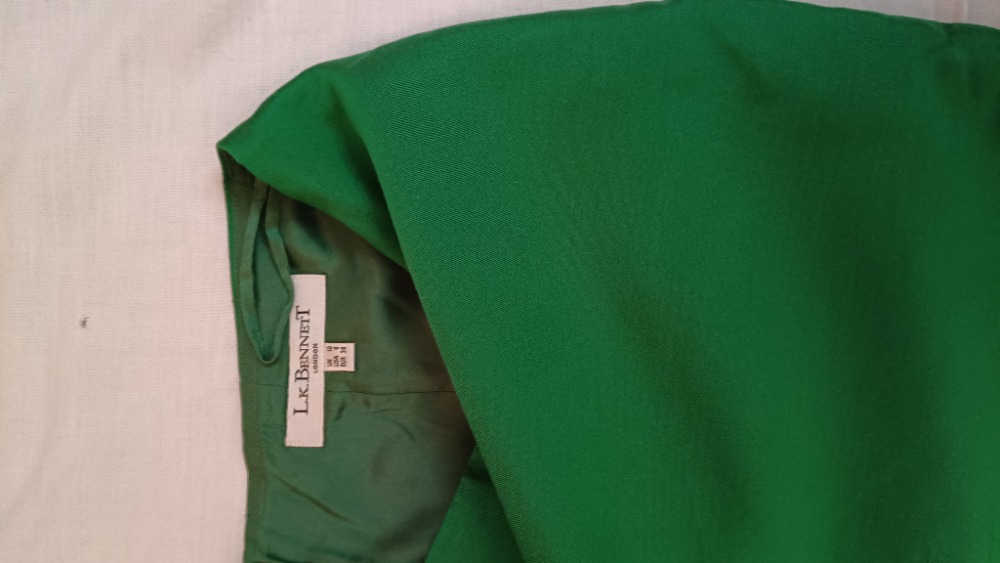 Green satin pencil knee lenght skirt by L K Benneth