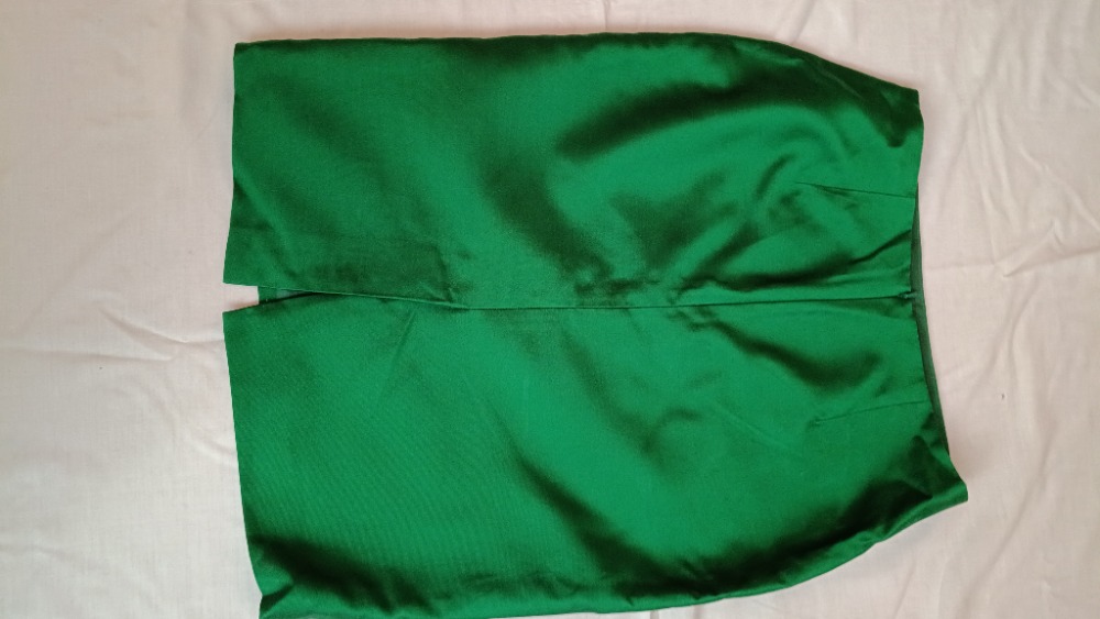 Green satin pencil knee lenght skirt by L K Benneth
