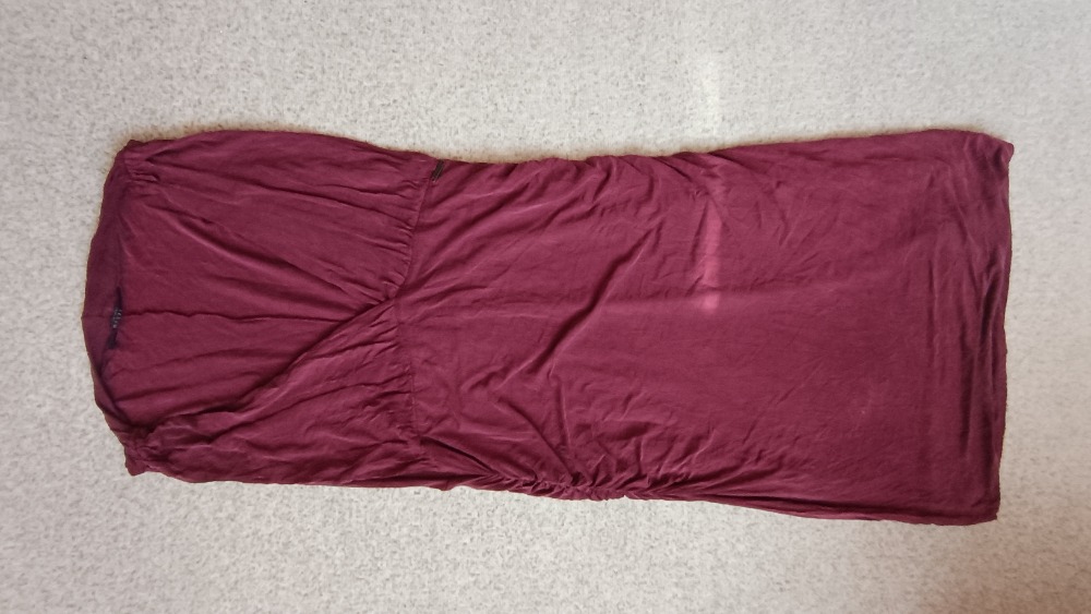 Burgundy stretchy draped dress by Guess