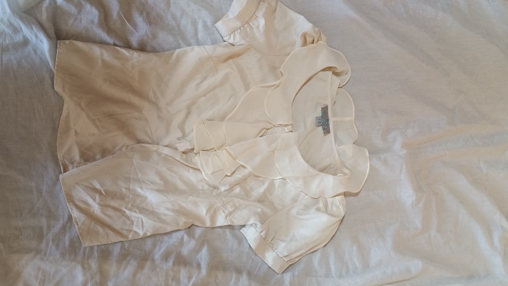 Ivory silk pussy bow blouse with short sleeves by Monsoon Fusion
