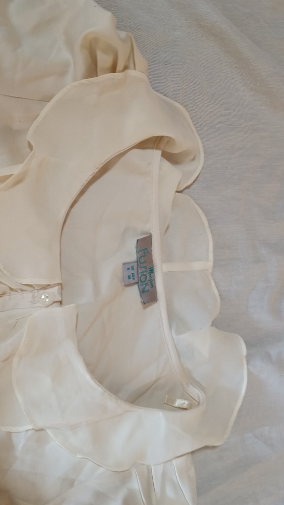 Ivory silk pussy bow blouse with short sleeves by Monsoon Fusion